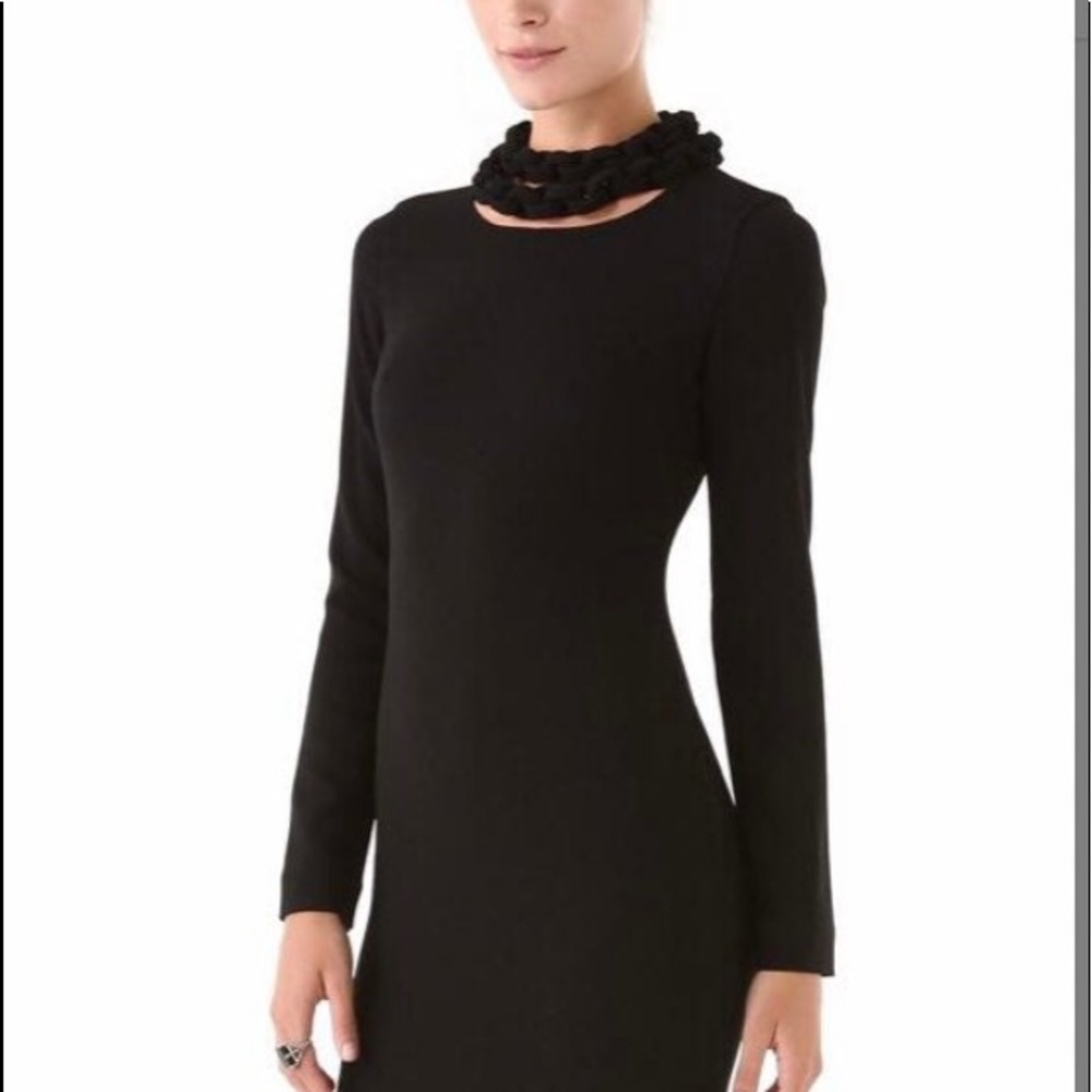 SOLD black crepe dress ornate collar by Diane Von Furstenburg sz XS 2 - Picture 8 of 14